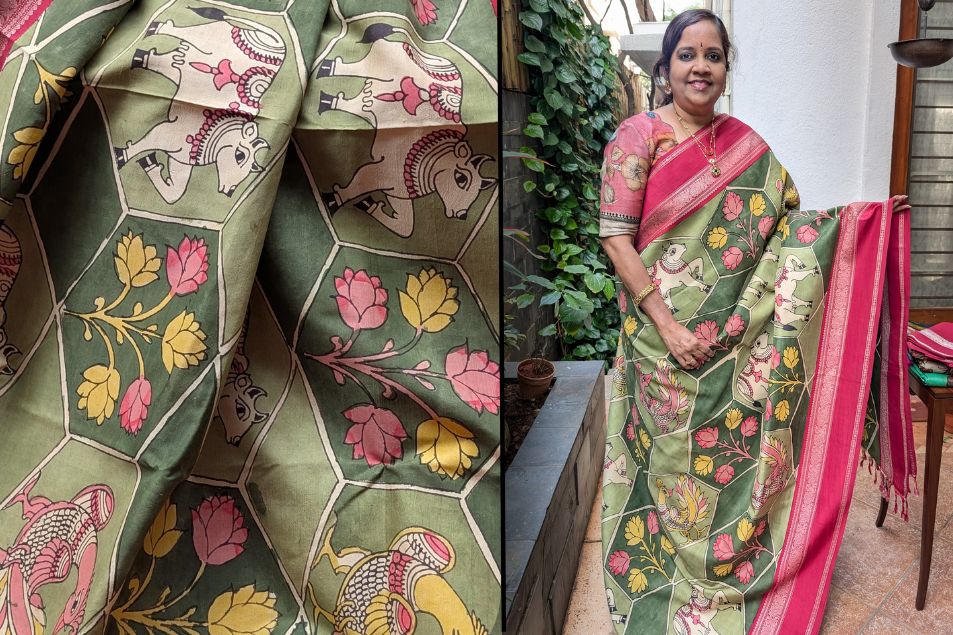 Green Kalamkari Saree