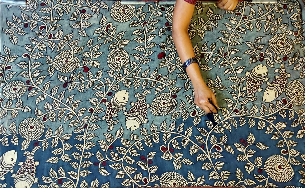 Artisan working on Kalamkari